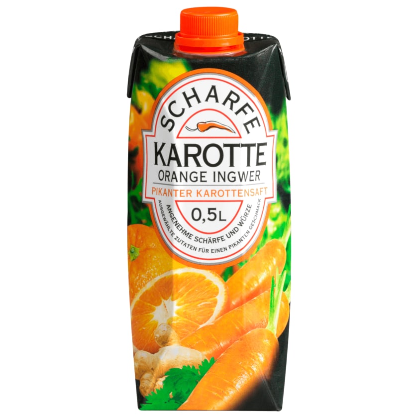 Scharfe Karotte Orange Ingwer pikanter Karottensaft 0,5l